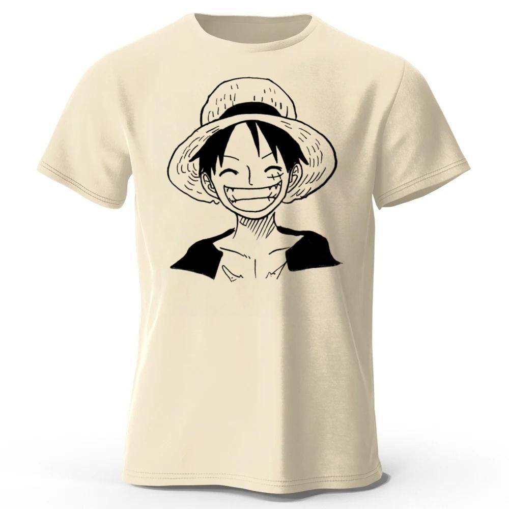 2026 Nouveau One Piece Luffy Coton Pur Manches Courtes Hommes et Femmes Mode Streetwear Grande Taille Lâche Sport T-shirt