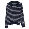 Korean-Style Striped Polo: 2024 Autumn Casual & Versatile Long Sleeve Knitwear