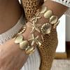 5Pcs/Set Exaggerated Starfish Shell Wide Cuff Bangle for Women Metal Sea Star Stackable Bracelets Summer Beach Party Jewelry