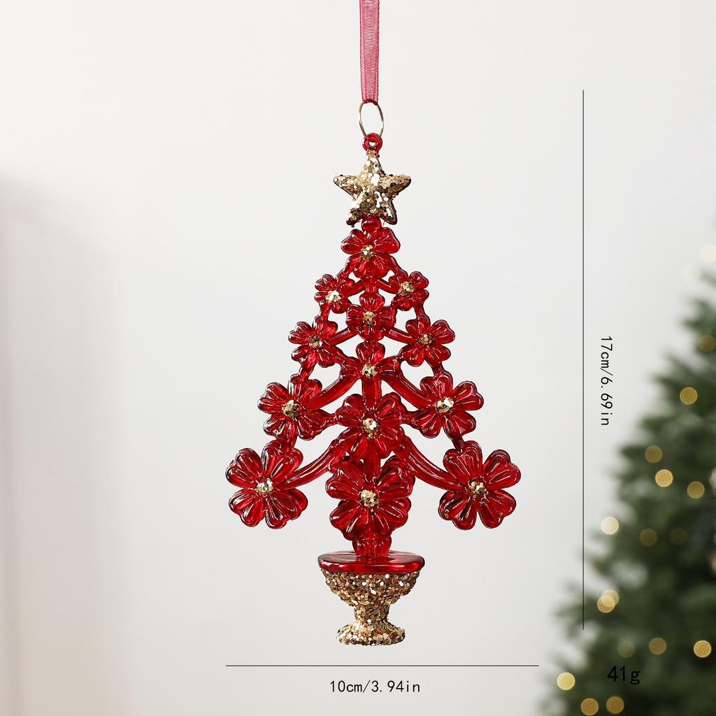 Christmas Pendant Pet Plastic Christmas Tree Hanging Decoration Drop Ornament Gold Glitter Plastic Christmas Decoration Pendant