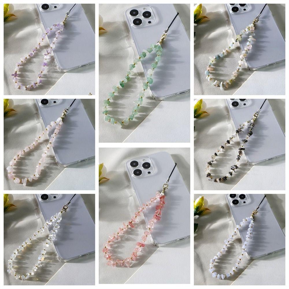 Stone Bead Cellphone Strap Crystal Phone Wrist Lanyard Mobile Phone Chains  Girls Gift