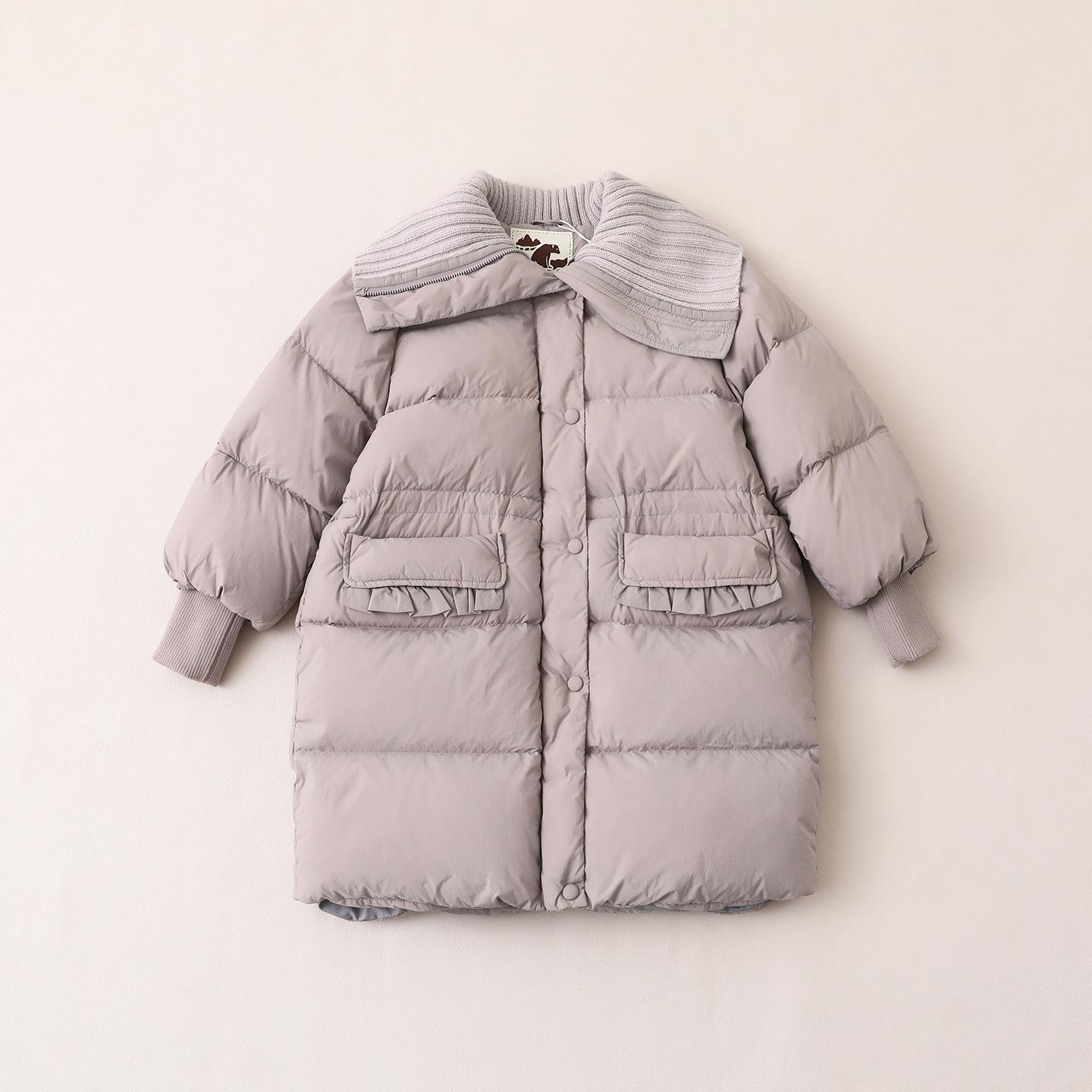 

Girls Mid-Length Thick Winter Down Jacket, 2025 Collection - 90% Down Kids Outerwear 120 cm фіолетовий