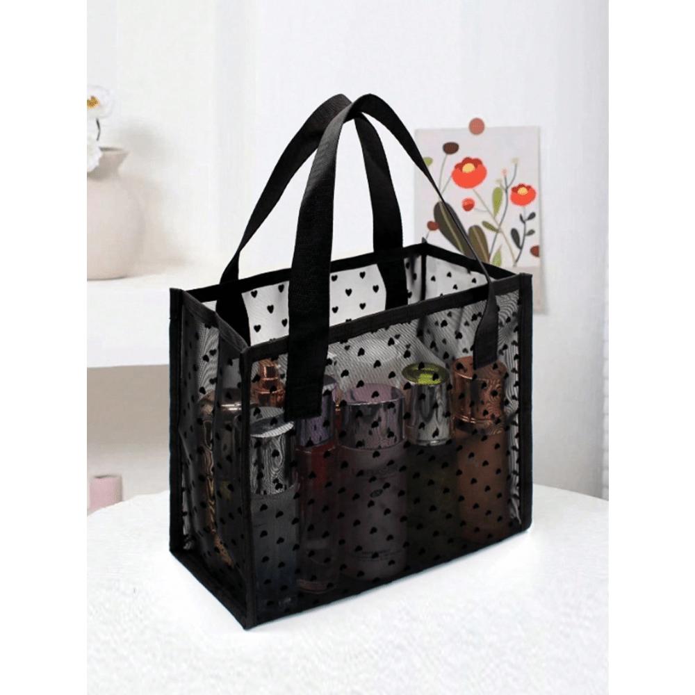 Heart Pattern Mesh Square Bag for Women one-size чёрный
