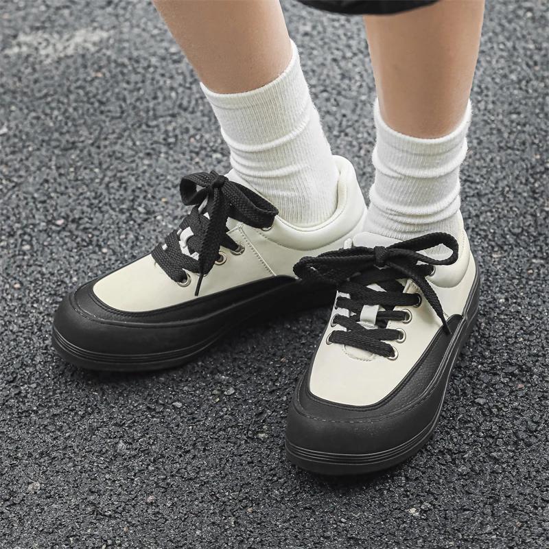 Fashion Men's Casual Sneakers Versatile Color Matching Low-cut Thick-soled Outdoor Casual Shoe Leather Breathable Skateboard Sport Shoes