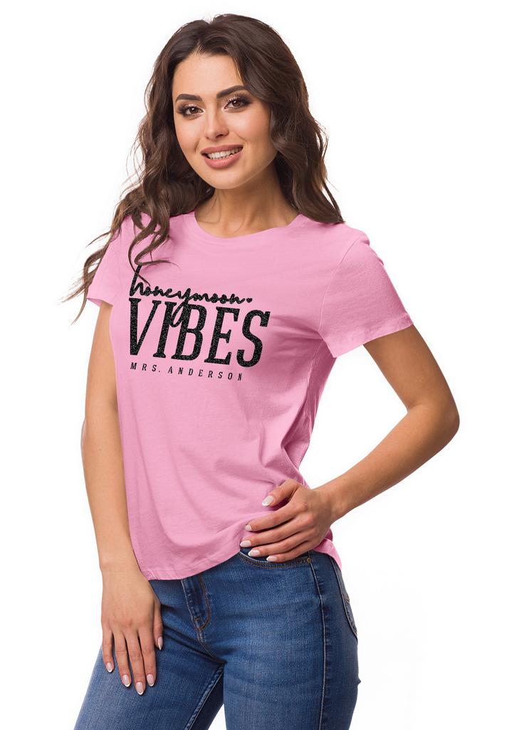 Inkdotpot Personalized Womens Tshirt Top Honeymoon Vibes Mrs Wedding  Announcement