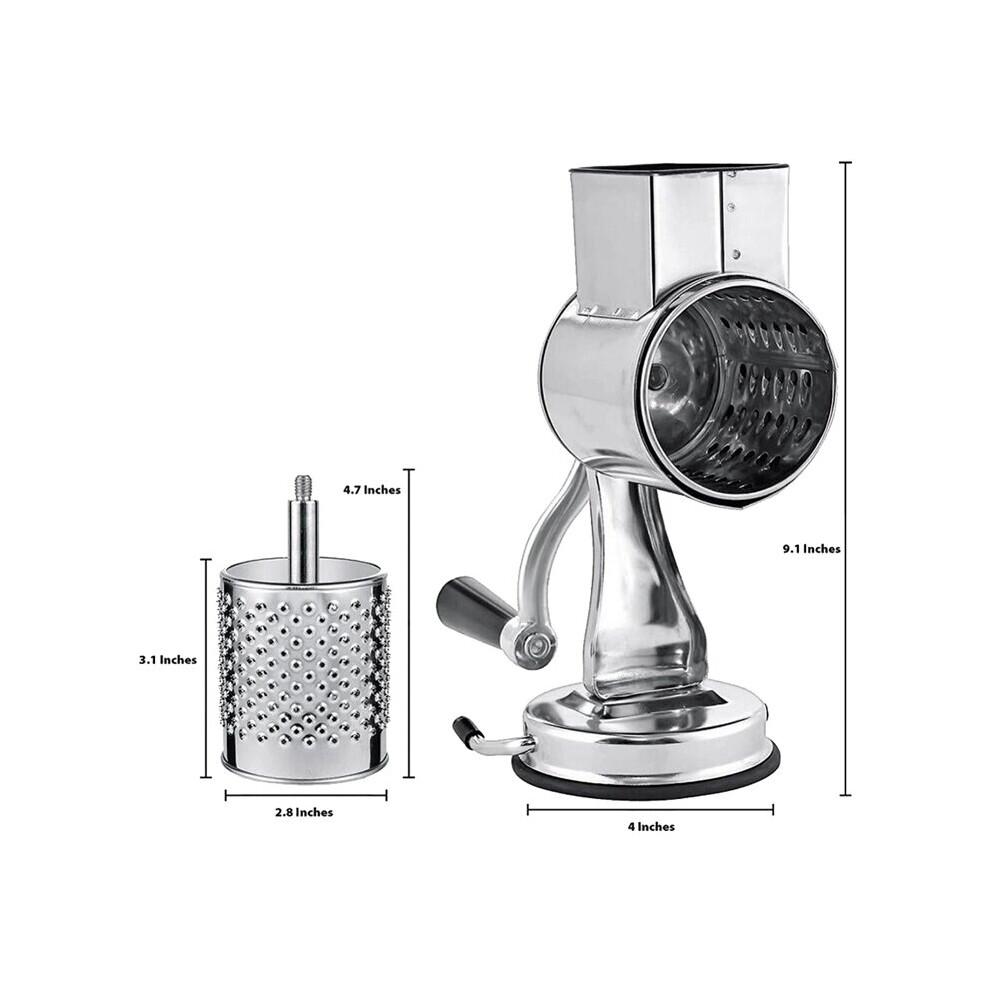Râpe à fromage en acier inoxydable avec hachoir rotatif - 5 lames interchangeables, râpe multifonction pour fromage, légumes, noix et fruits