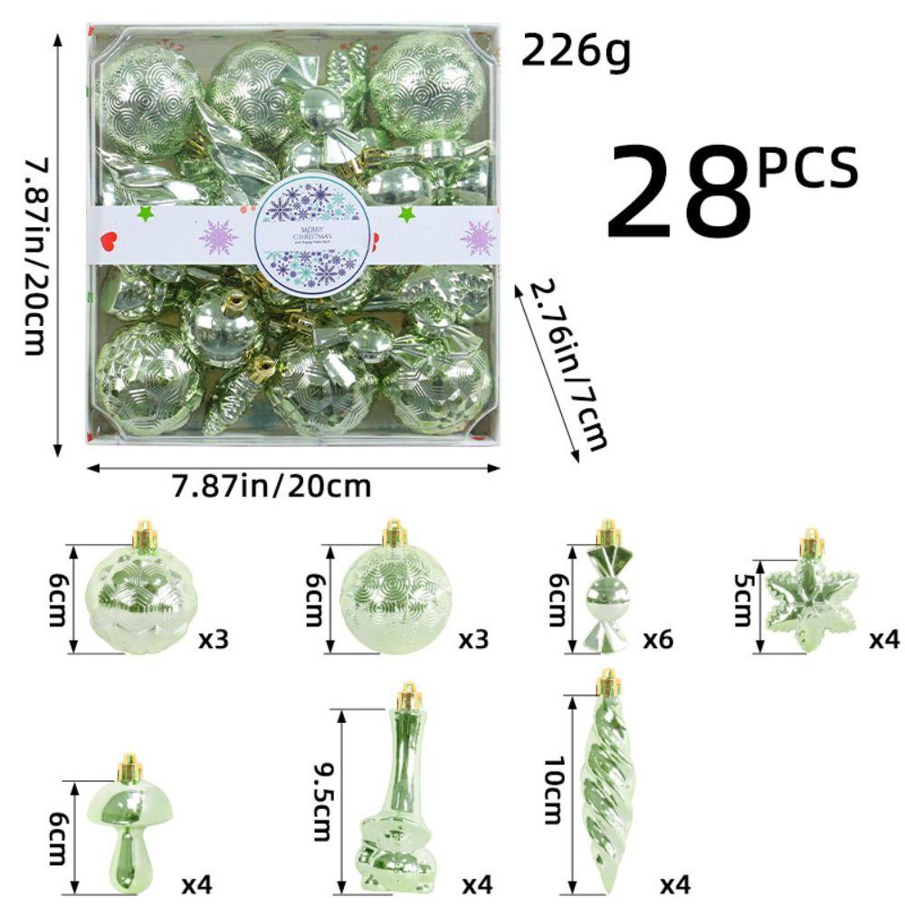 28 Pcs Plastic Christmas Hanging Ball Colorful Merry Christmas Tree Decor Children Gifts