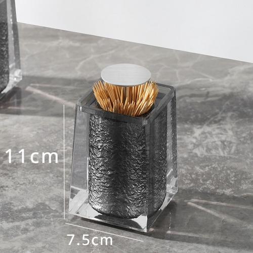 Porta Stuzzicadenti a Pressione in Resina Accessori per Soggiorno Testa Coperchio Acciaio Inossidabile Dispenser Stuzzicadenti Porta Cotton Fioc