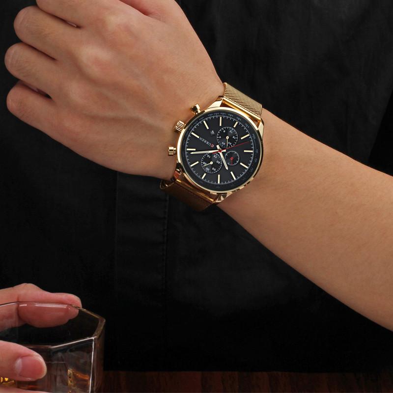 CURREN New Men's Watch Men's Watch Stainless Steel Mesh Calendar Watch