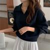 2024 Autumn Women's Korean Style Letter Print Lapel Pullover Hoodie - Loose Artistic Casual Jacket Top