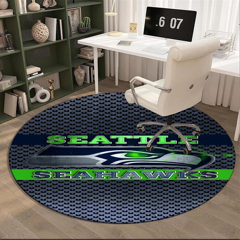 Seahawks Team Spirit Round Rug for Livingroom,Bedroom, Palyroom, Chair Rug, Area rug, Circle Carpet, Large Size Fan Christmas gift