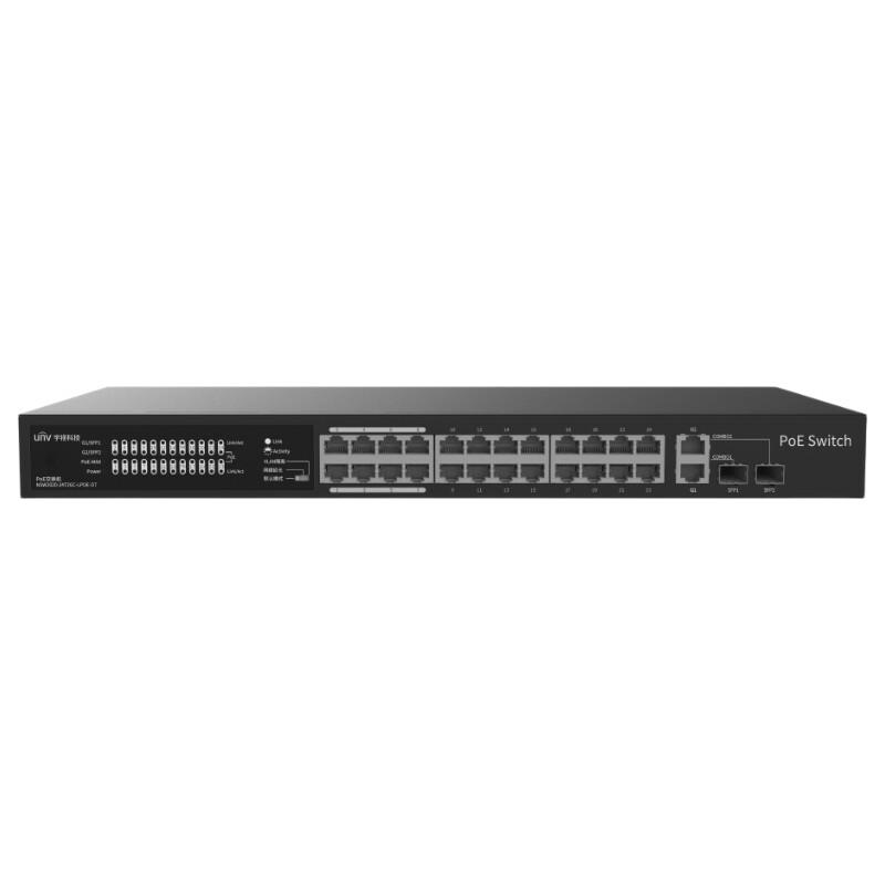 Uniview 24-Port 100Mbps Low Power PoE Switch (NSW2020-24T2GC-LPOE-DT) CN plug (adapter included)