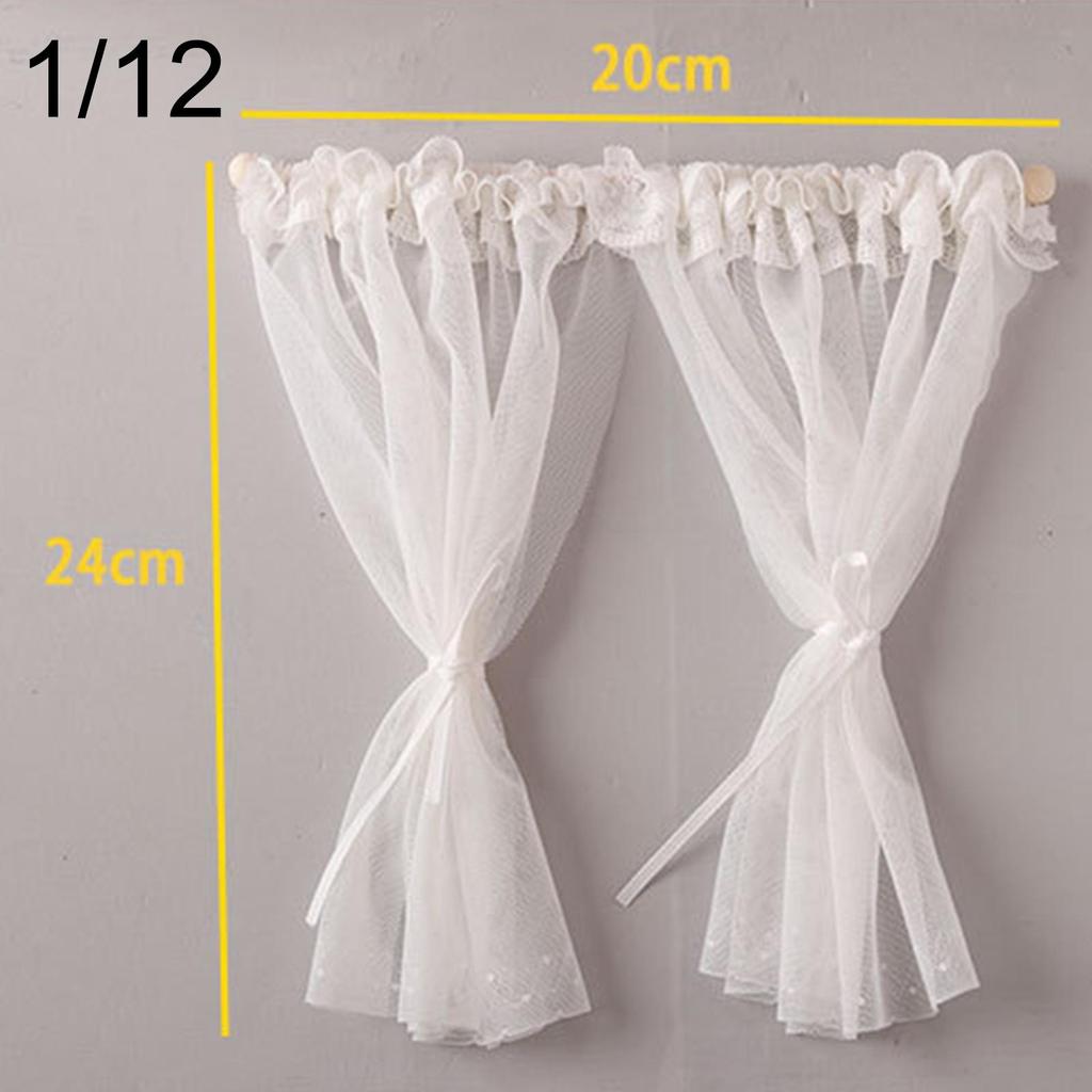 1/12 Scale Mini Window Curtain for DIY Micro Landscape Tiny House Decoration