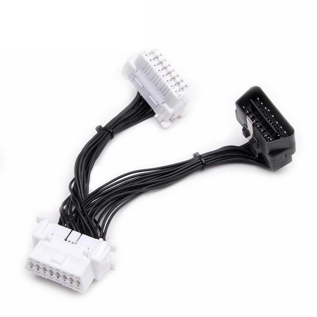 OBD2 Harness 2 Branch 2 Port Connector Car Extension Cable Adapter Connector Easy Installation
