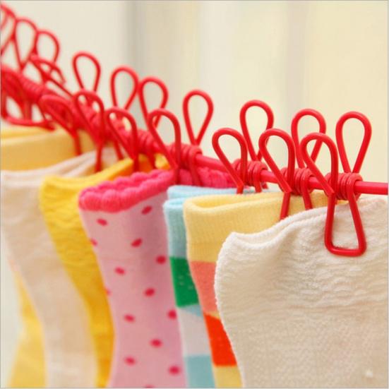 180cm Elastic Outdoor Clothesline Pants Laundry Drying Hanger Rope with 12 Clips