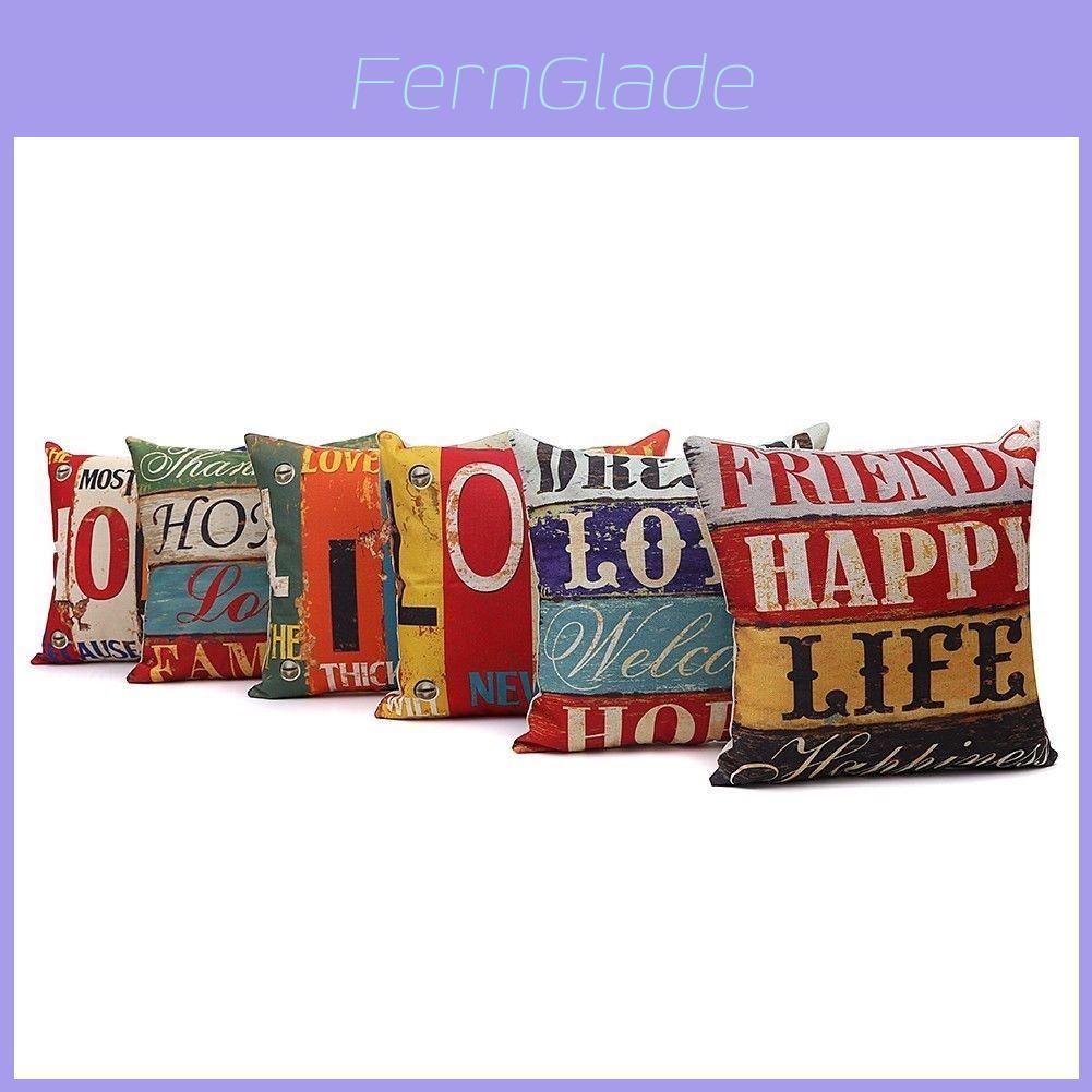 Federa Premium per Cuscino Quadrato Cotone Stampato Lettere Retrò Misto Per Eleganza Senza Tempo