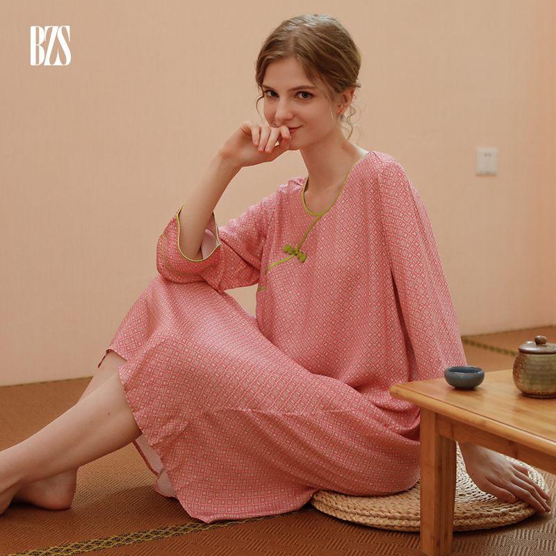 

2024 Summer Maternity Pajamas Summer Thin Breastfeeding Loose plus Size Homewear Can Be Outwear National Style Retro Pajamas Guofeng Skirt XL [recommend 67.50 kg-77.50 kg]]