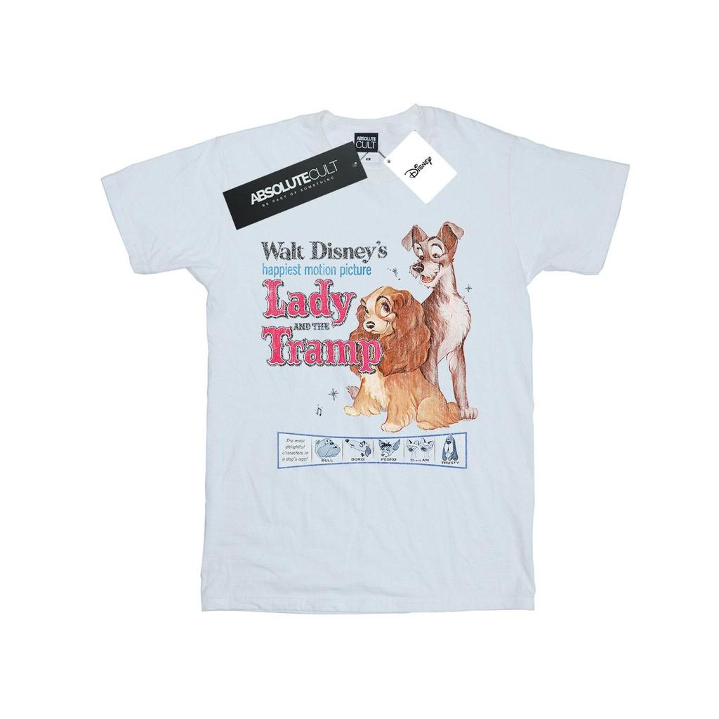 Disney Girls Lady And The Tramp Distressed Classic Poster Cotton T-Shirt