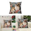 Animal Series Plush Cat Flower Pattern Pillow Cover For Living Room Decor