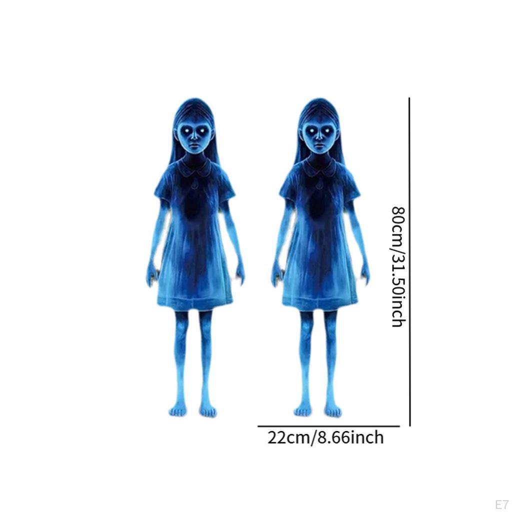2 Pieces Halloween Zombie Girl Prop Theme Decor 2D Flat Yard Signs Garden Stakes for Lawn Front