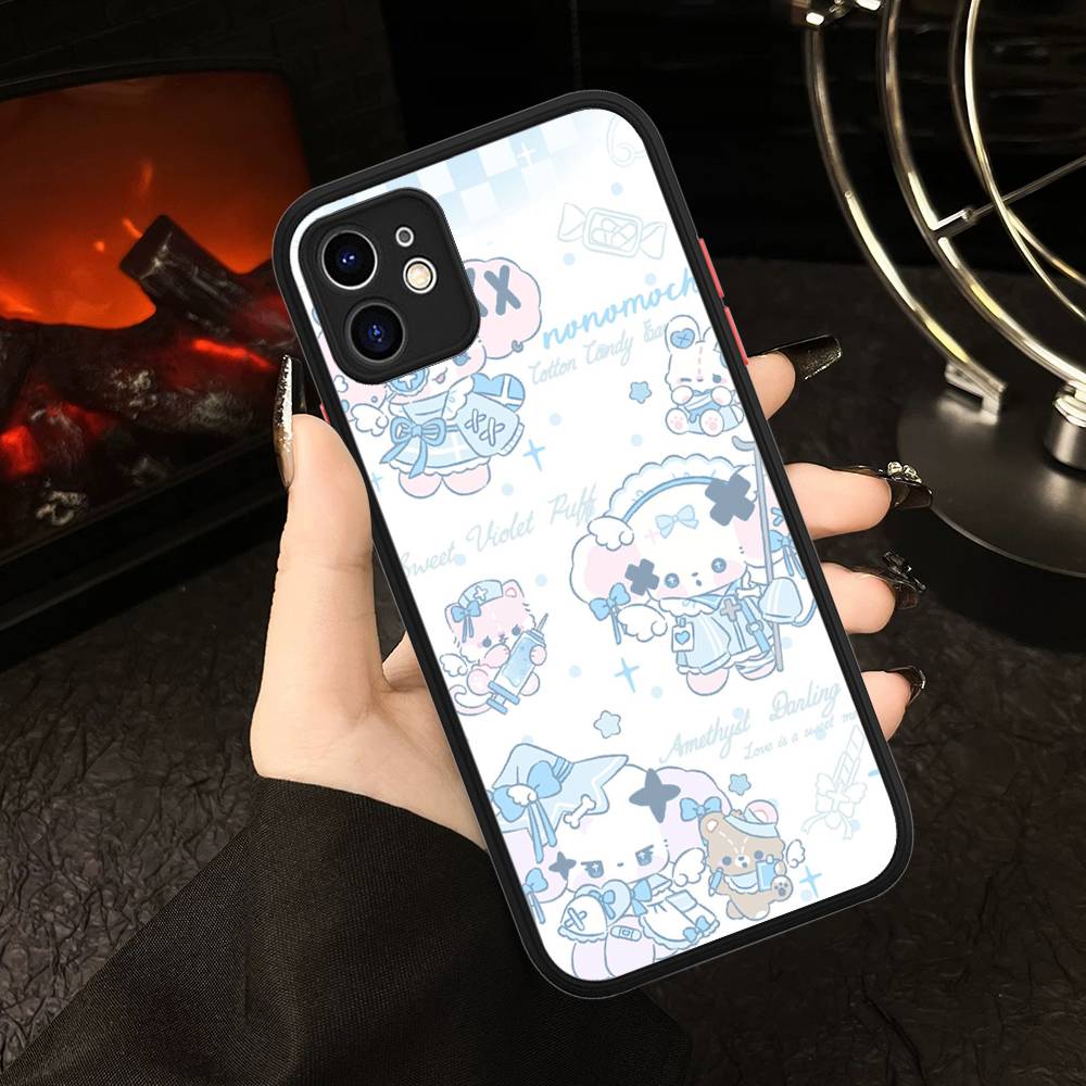 

Popular Cute Dog N-Nonomochi Logo For IPhone 15 16 Pro Max 11 12 13 14 XS XR X Plus 16E Matte Translucent Phone Cover iphone 16 plus