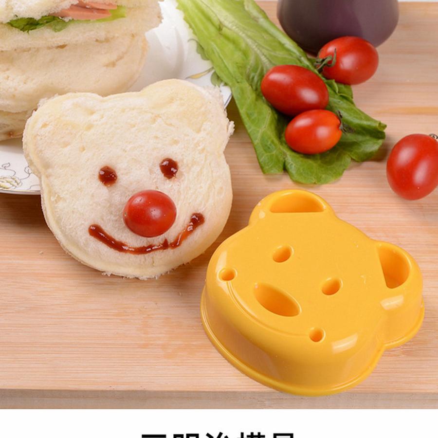 3 pcs Cute Cartoon Toast Lunch Box Cutter Breakfast Bread Rice Ball DIY Little Bear Sandwich Mold