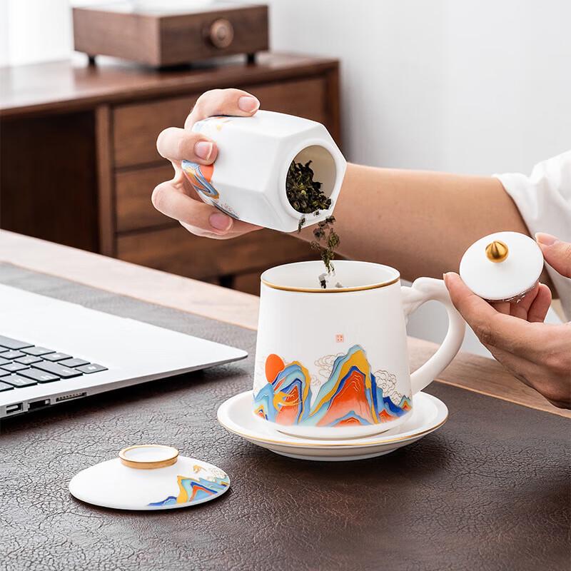 Chaxun Suet Jade Finish Ceramic Tea Infuser Cup - Rising Sun