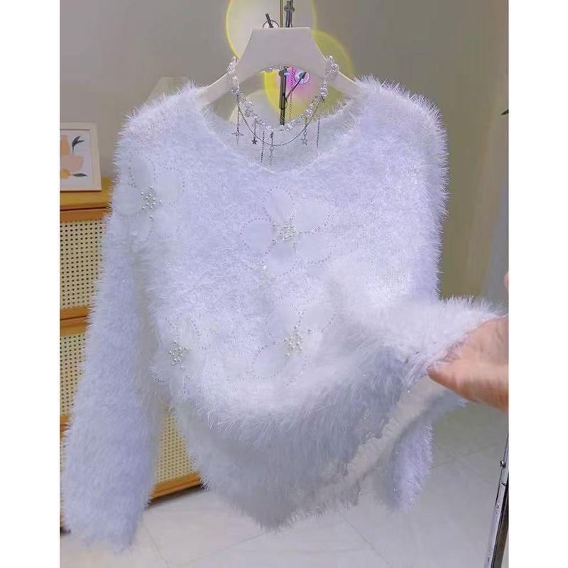 Women's Soft Knit 3D Floral Sweater - Gentle, High-End Style for Autumn/Winter