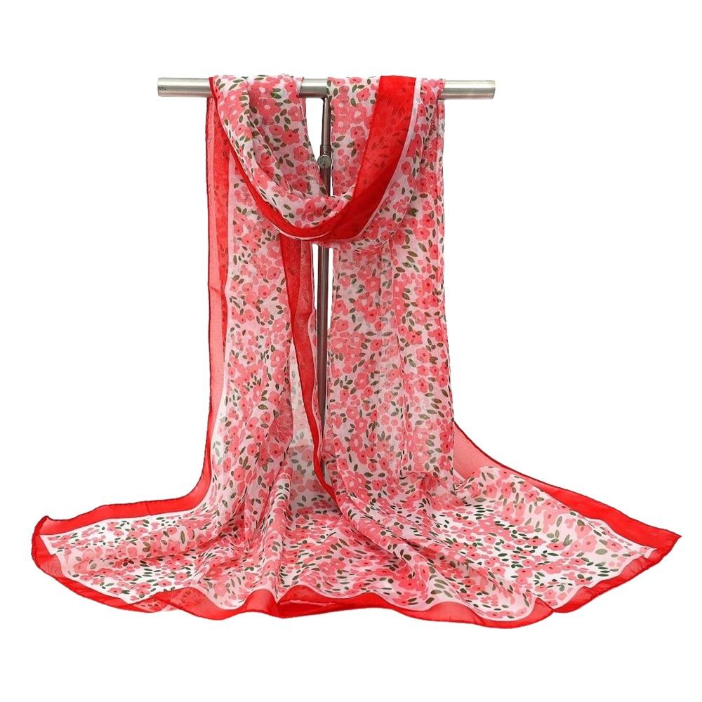 

Floral Print Chiffon Scarf Thin Female Wrap Shawls Elegant Shawl Silk Spring 6