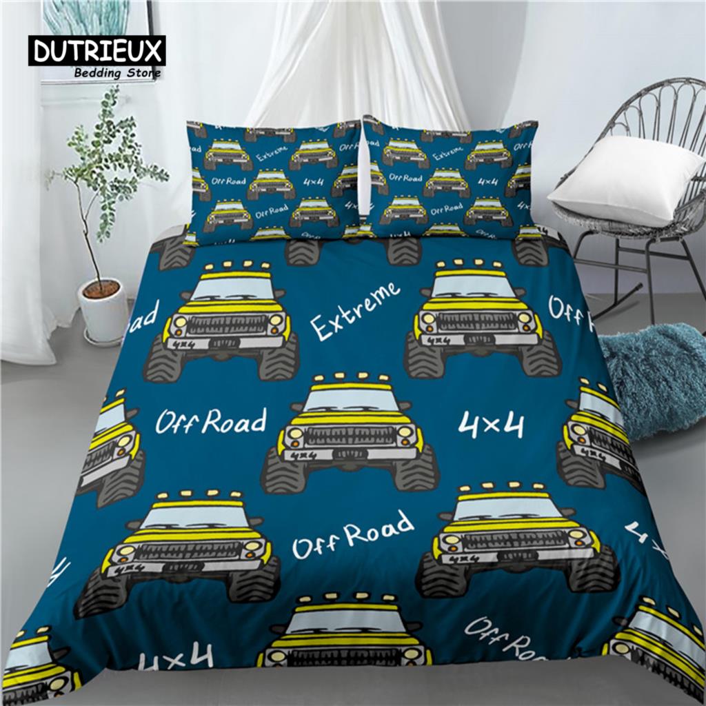Home Living Luxury 3D Toy Car Print 2/3Pcs Comfortable Duvet Cover PillowCase Bedding Sets Queen and King EU/US/AU Size
