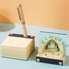 Desk Calendar,2024 Calendar Memo Pad,Creative Desk Calendar Diy Notes Notepad,3D Art Calendar Paper Carving Gift House Sculpture