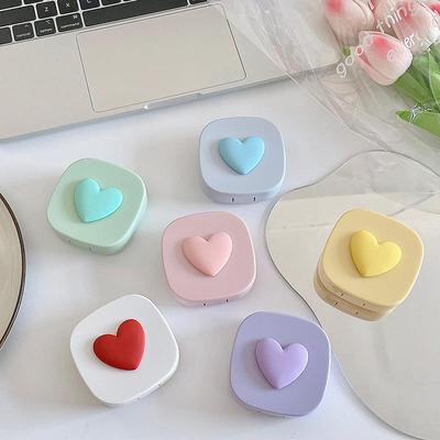 Candy Solid Color Contact Lens Case Plastic Colored Contact Lens Box Portable Contact Lenses Storage Box Mini Care Box