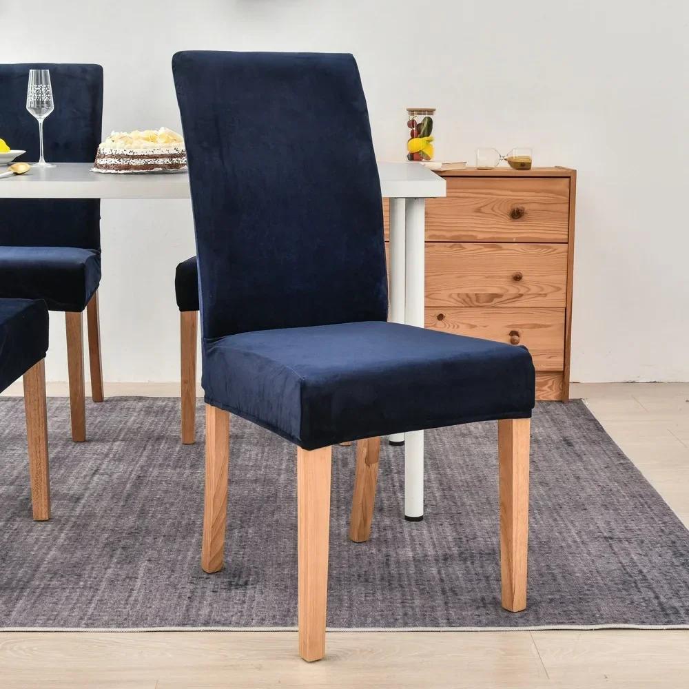 Aksamitna Tkanina Miękkie Pokrowce na Krzesła Elastyczne Grube Pokrowce na Krzesła do Jadalni Pokrowce Ochronne Pokrowiec na Krzesło Kuchenne