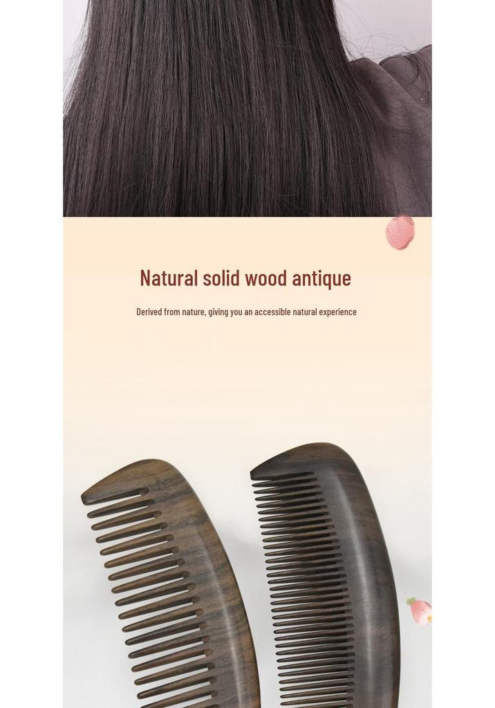 Moon-Shaped Solid Wood Comb for Men and Women – Deep Precious Treasure, Home Daily Use, Engraved Design