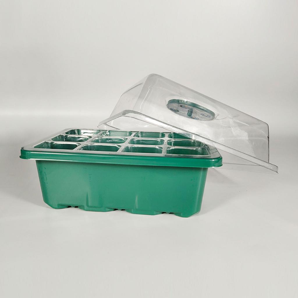 Plant Starter Trays with Grow Light Kit 12 Hole Plant Propagation Station Mini Greenhouse Green