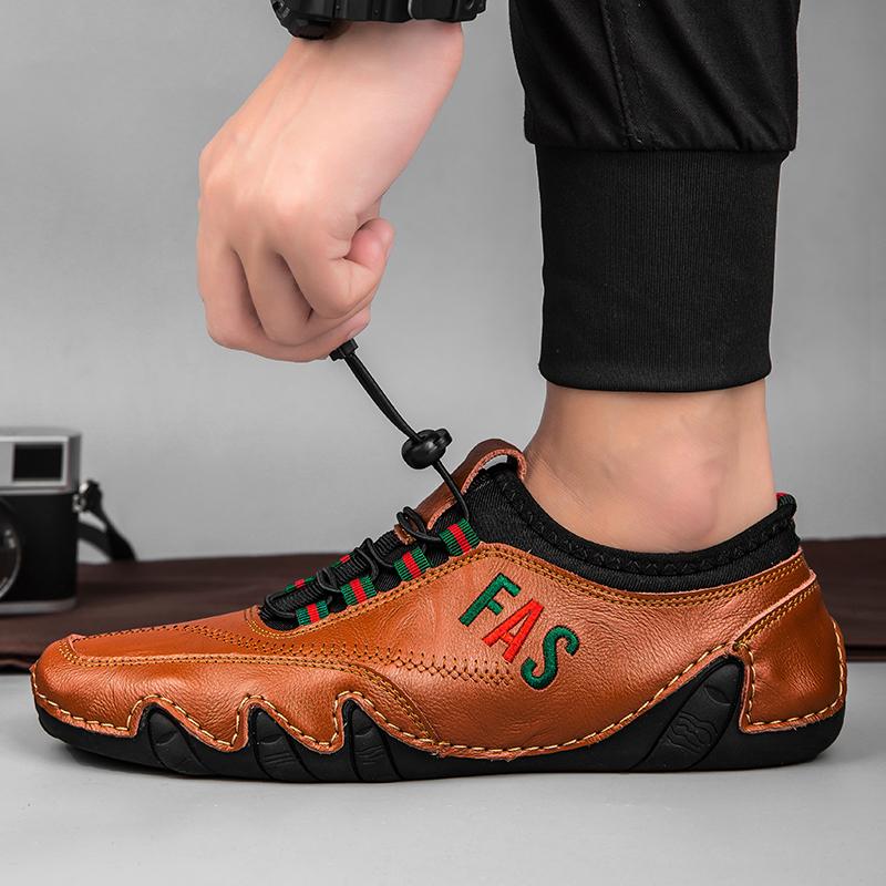 Modne męskie mokasyny w stylu brytyjskim Duże męskie buty na co dzień Ręcznie robione skórzane buty