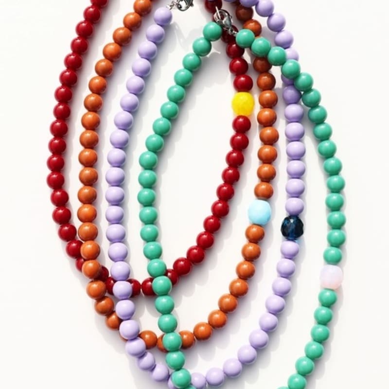 BONBEAU 8mm exotic color glass ball Necklace Czech glass 8mm ball bead necklace 4 colors