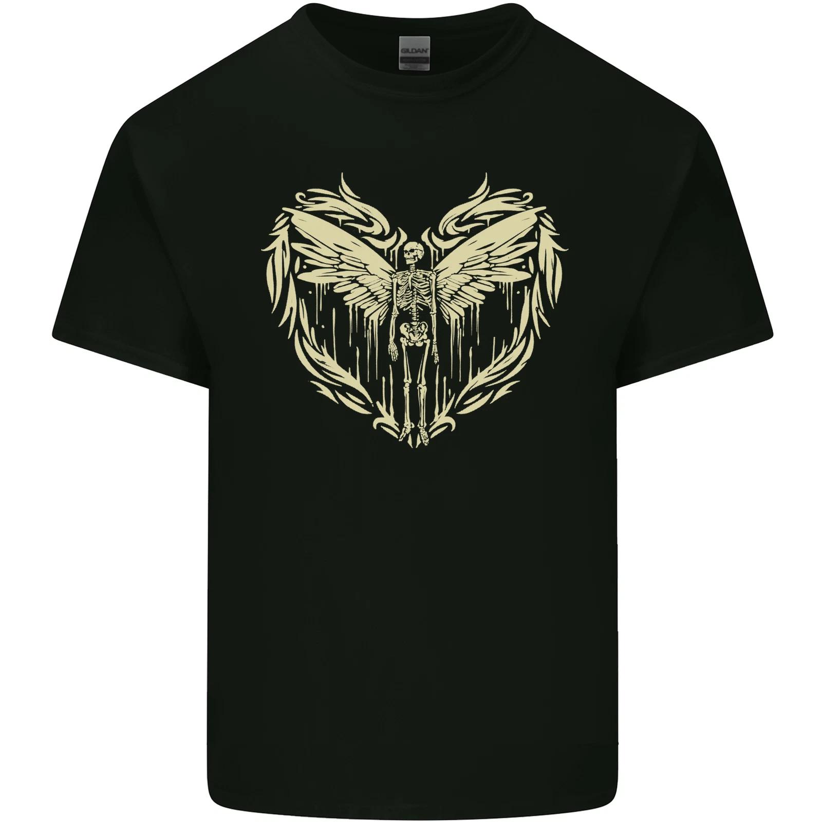 Heaven Angel Skeleton In a Heart Skull Kids T-Shirt Childrens 2XL