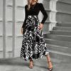 Women's Floral Print High Waist Fashionable And Elegant Dress