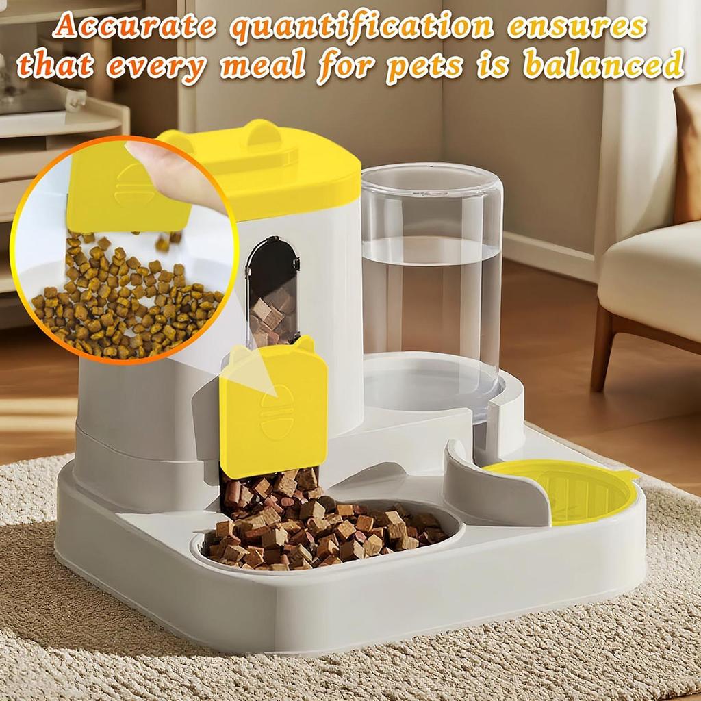 Automatic Cat Feeder And Water 2-in-1 Spill-Proof Pet Feeder Large Capacity Food And Water Dispenser For Vacation Home Cats Dogs