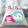 Bedding Set Girls Mermaid Duvet Cover Set With Pillowcase Cartoon Edredones Niños Girl Princess Quilt Cover Full Size Bedspread