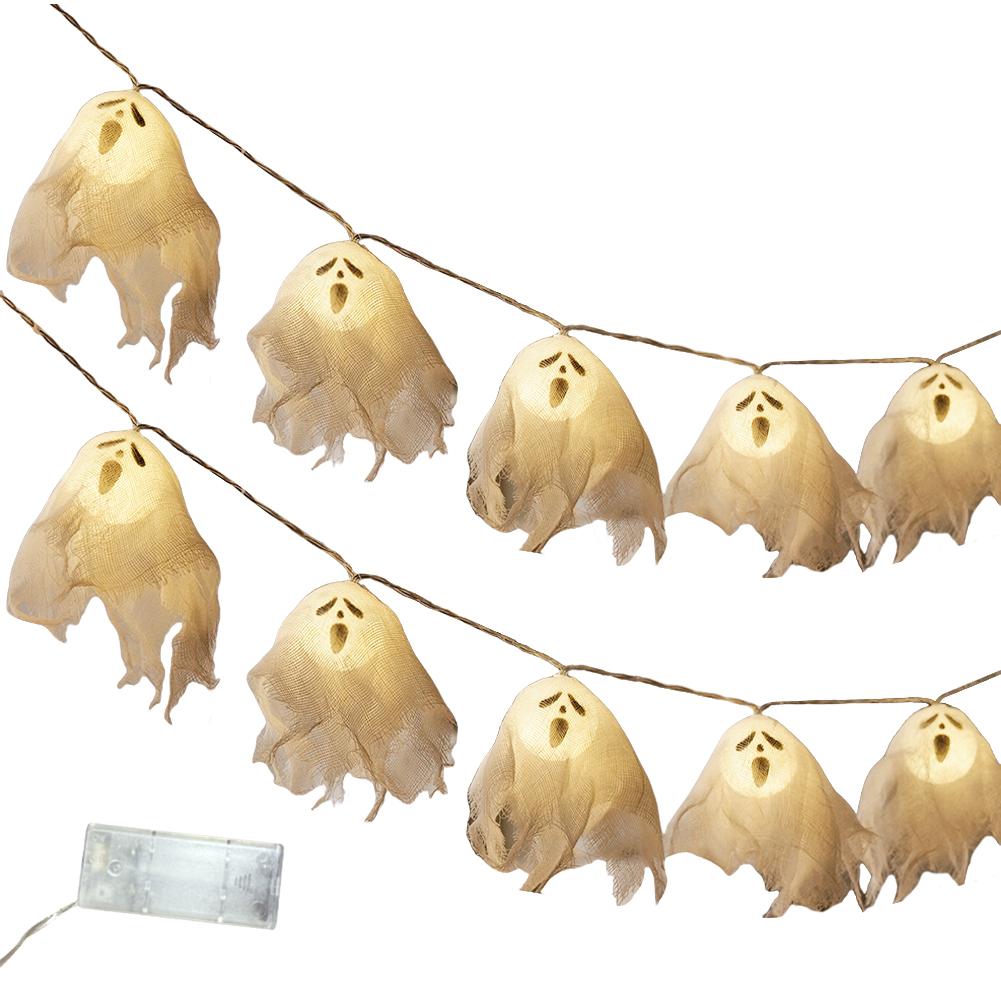 Handmade Ghost String Lights 10 LED Battery Operated Ghost Pumpkin String Light for Home Indoor Outdoor Halloween Party Decor