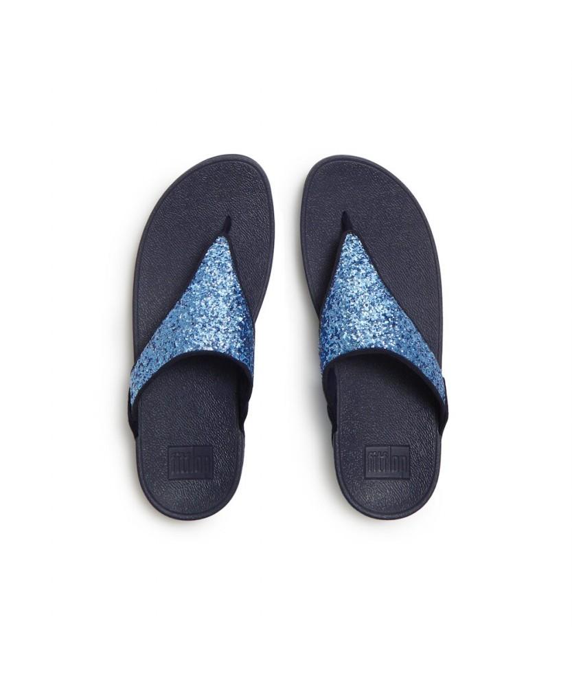 Fitflop Women'S Lulu Multi-Tone Glitter Toe-Post Sandals - Cosmic Blue (Ft61K2T01N)