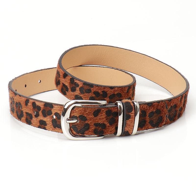 Leopard Print Double Circle Waist Belt - Women's PU Leather Versatile Accessory for Jeans and Dresses