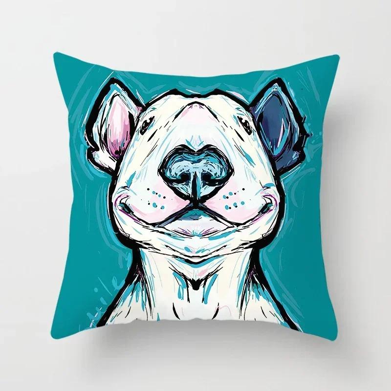 Bedroom Sofa Car Cushion Cover Cartoon Bulldog Series Pillow Gift Home Office Decorative