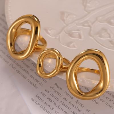 Minimalist Large Rings For Women Stainless Steel Gold Plated Waterproof Hip-hop Women's Finger Ring Aesthetic Jewelry