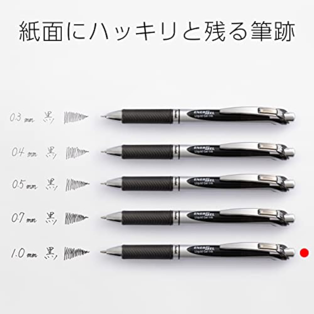 Pentel Ballpoint Pen Gel Ink Gel Knock Type 1.0mm Silver Shaft BL80-A Black 10pcs