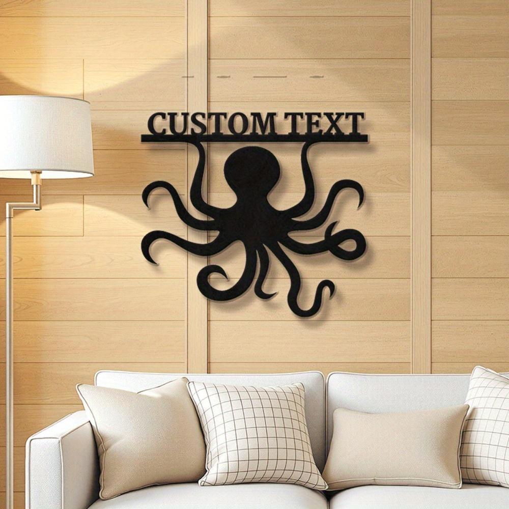Custom Octopus Metal Door Plaque Handmade Engravable Address Numbers Retro Outdoor Wall Decor