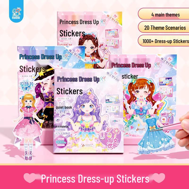 Princess Dress-Up Sticker Book for Girls Ages 2-6 - Fun Dress and Paint Attention Game
