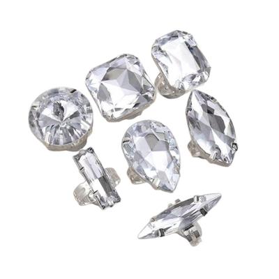 Set di 7 Anelli Impilabili in Cristallo a Goccia Versatili Gioielli Eleganti per Molte Occasioni Accessori a Goccia per Donna